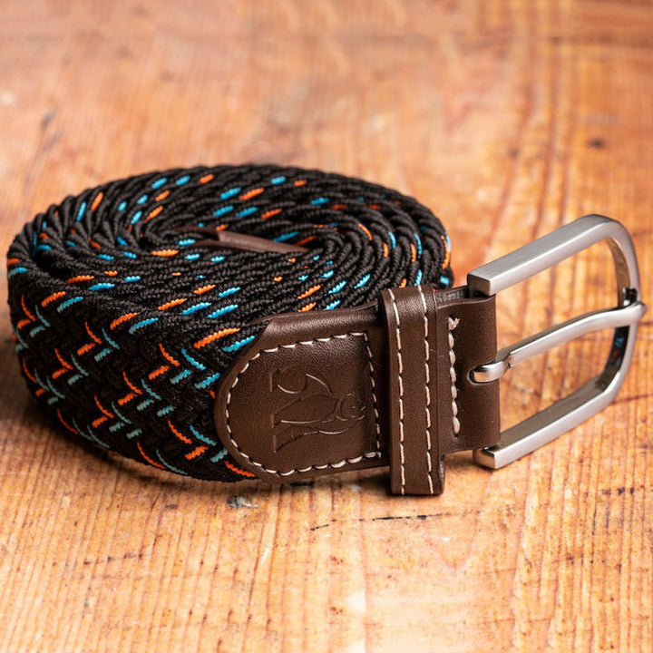 Woven Belt - Black / Orange & Blue Dot