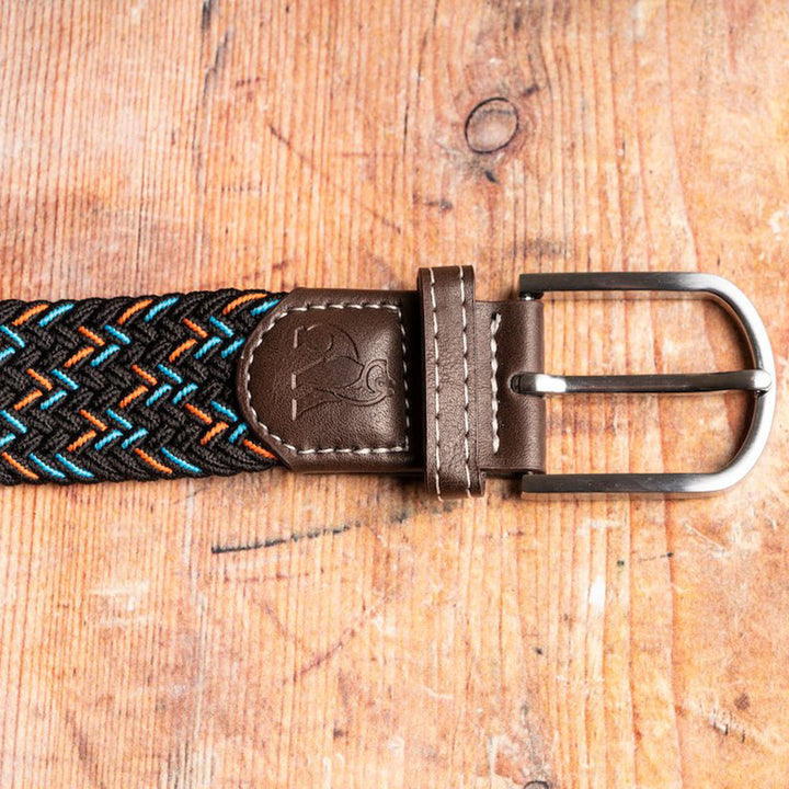 Woven Belt - Black / Orange & Blue Dot