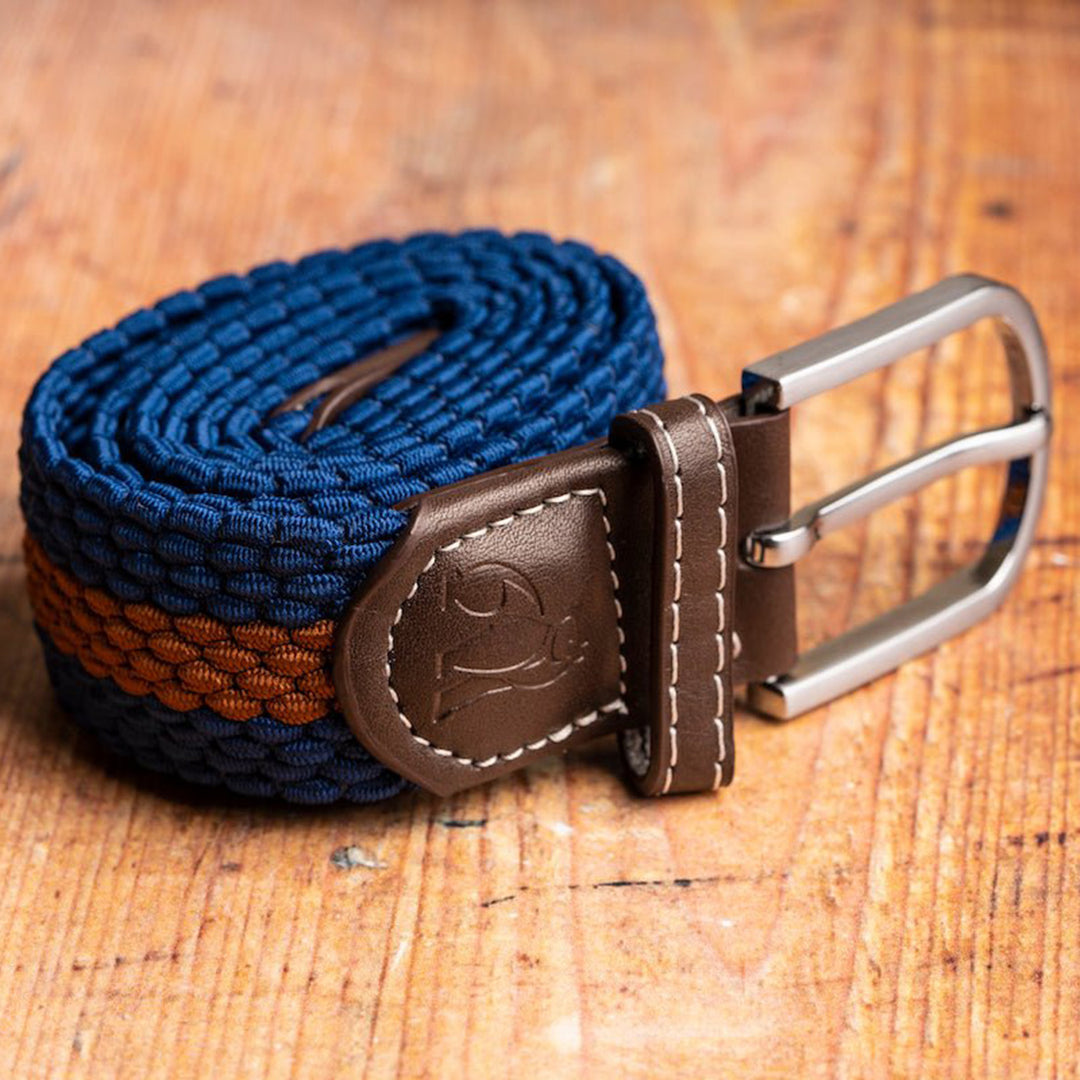 Woven Belt - Blue / Brown Stripe