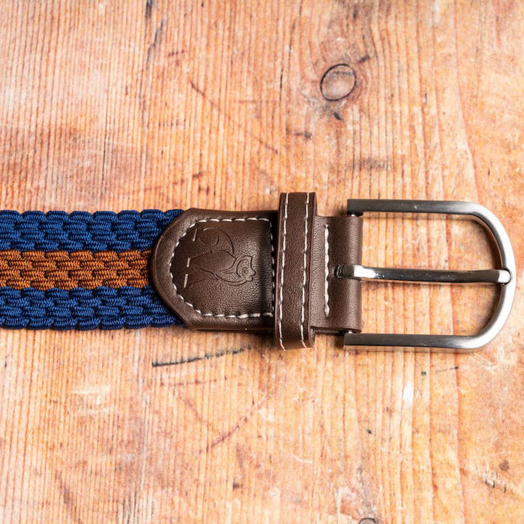 Woven Belt - Blue / Brown Stripe