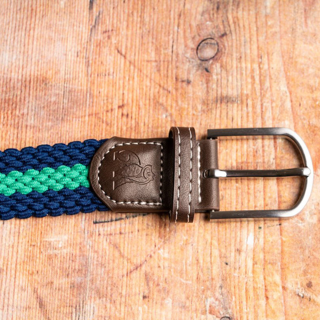 Woven Belt - Blue / Green Stripe