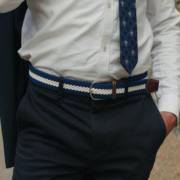 Woven Belt - Blue / White Stripe