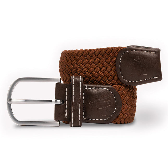 Mens Elastic Stretch Belt - Woven Belt - Brown