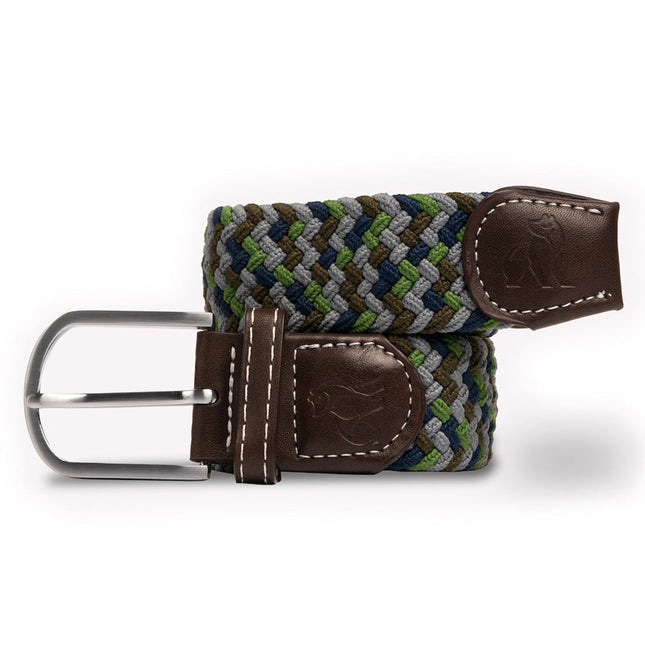 Patterned Recycled Woven Belts - Woven Belt - Green / Blue Zigzag