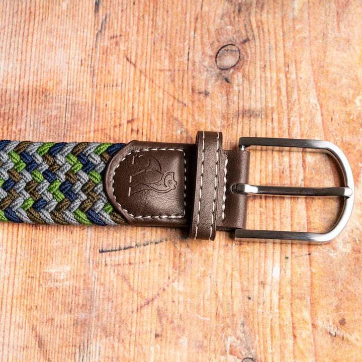 Woven Belt - Green / Blue Zigzag