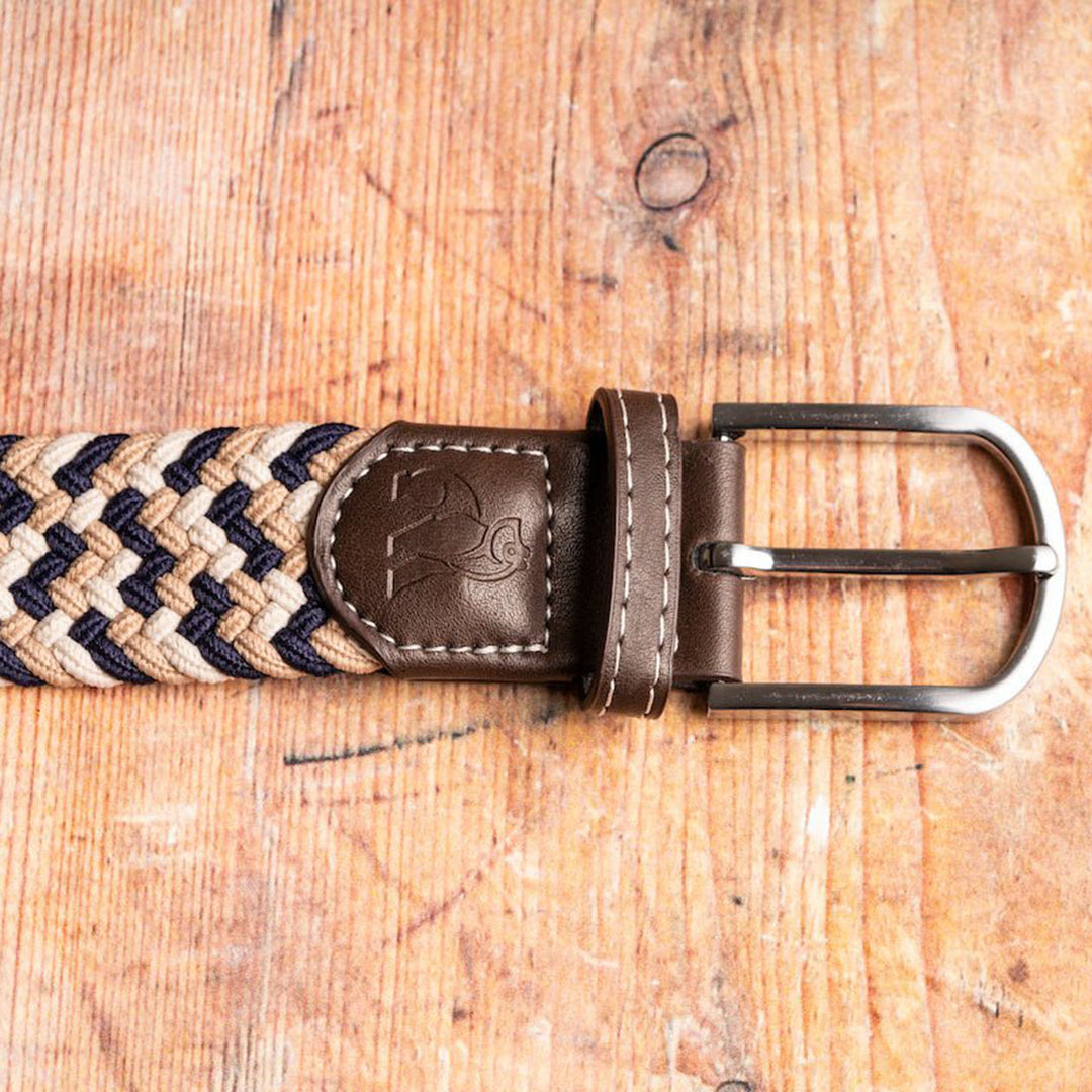 Woven Belt - Navy / Beige Zigzag