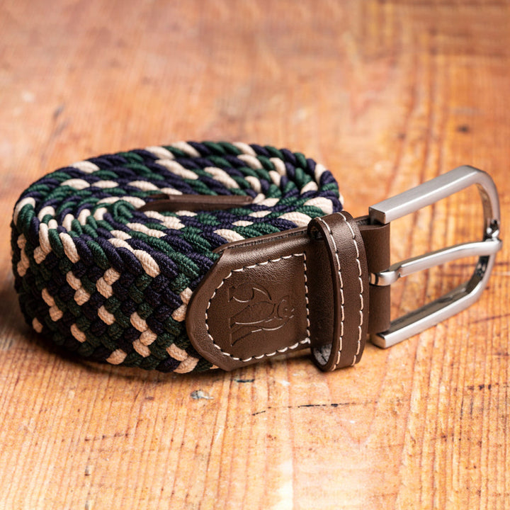 Woven Belt - Navy / Green Zigzag