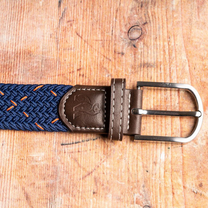 Woven Belt - Navy & Orange Dot