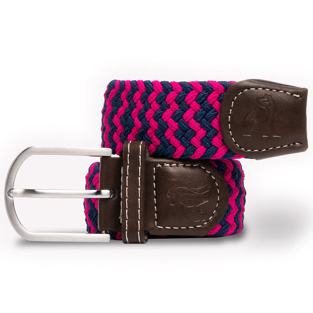 Stylish Polo Belts For Men - Woven Belt - Pink / Blue Zigzag