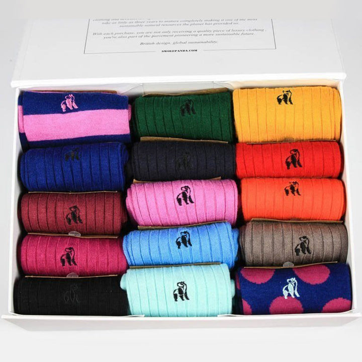 Ultimate Style Sock Box - 15 Pairs of Bamboo Socks