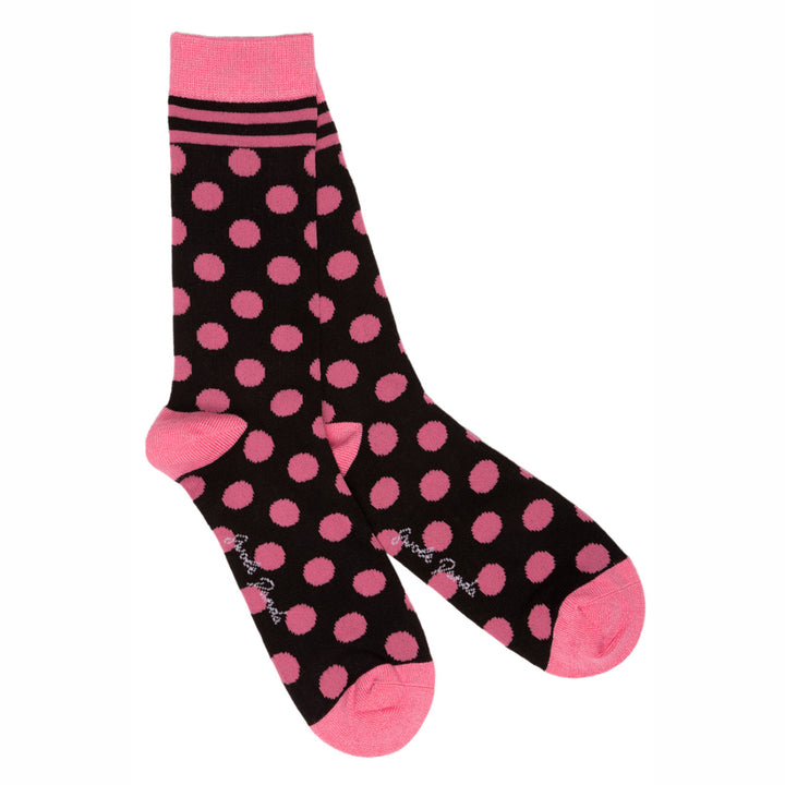 Black and Pink Polka Dot Bamboo Socks