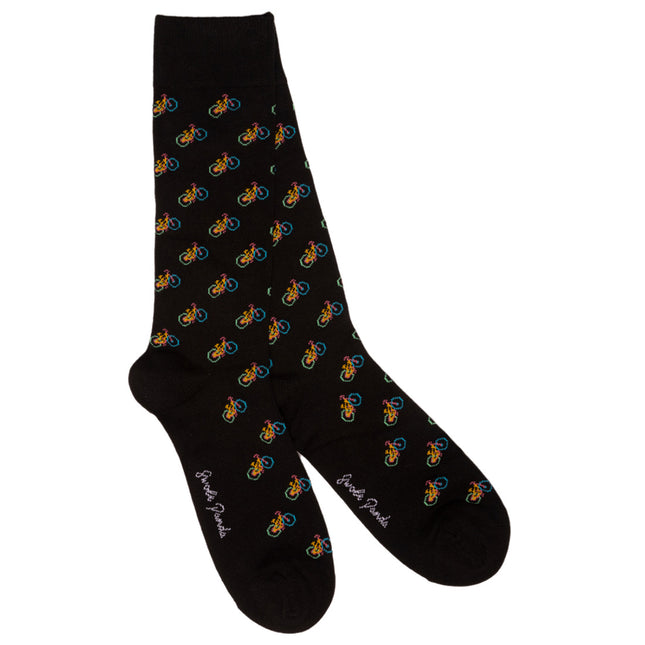 Funky Mens Socks - Black Bicycle Bamboo Socks