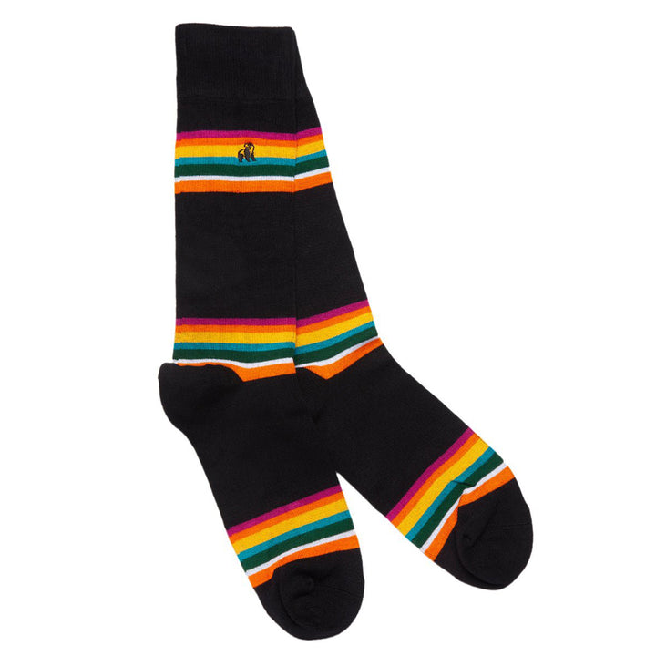 Black Bold Striped Bamboo Socks