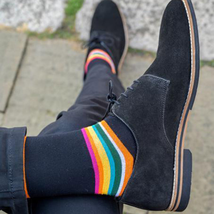 Black Bold Striped Bamboo Socks