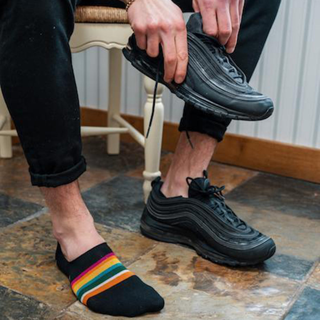 Black Bold Striped "No-Show" Bamboo Socks