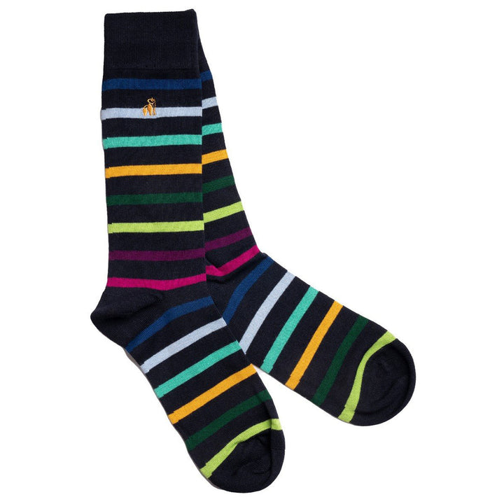 Black Small Striped Bamboo Socks