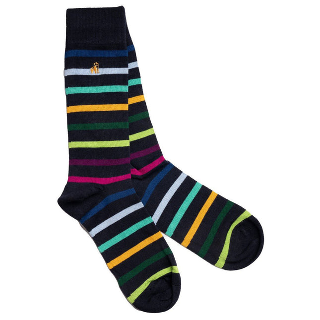 Mens Bamboo Socks - Black Small Striped Bamboo Socks