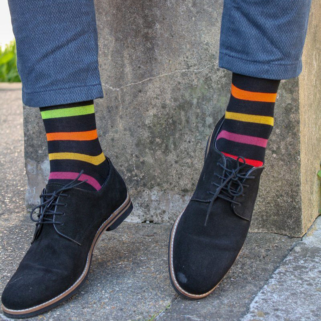 Black Small Striped Bamboo Socks