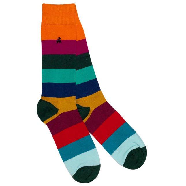 New and Trending Products - Block Striped Bamboo Socks (Comfort Cuff)