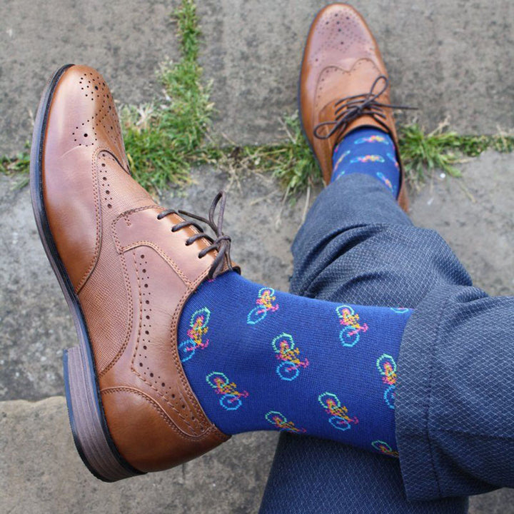 Blue Bicycle Bamboo Socks (Comfort Cuff)