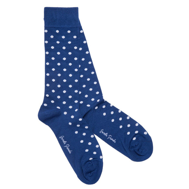 Gifts for Him - Blue Polka Dot Bamboo Socks