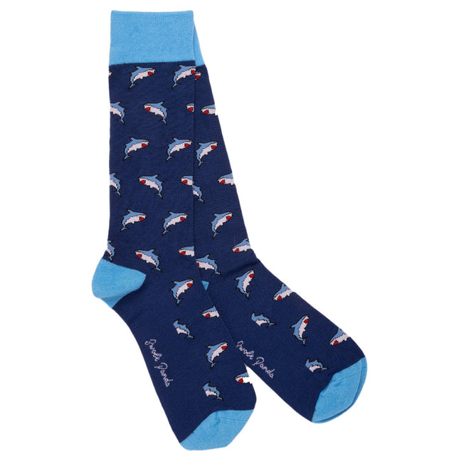 Gifts for Him - Blue Shark Bamboo Socks