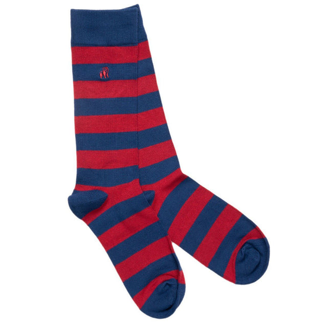 Mens Bamboo Socks - Burgundy Striped Bamboo Socks