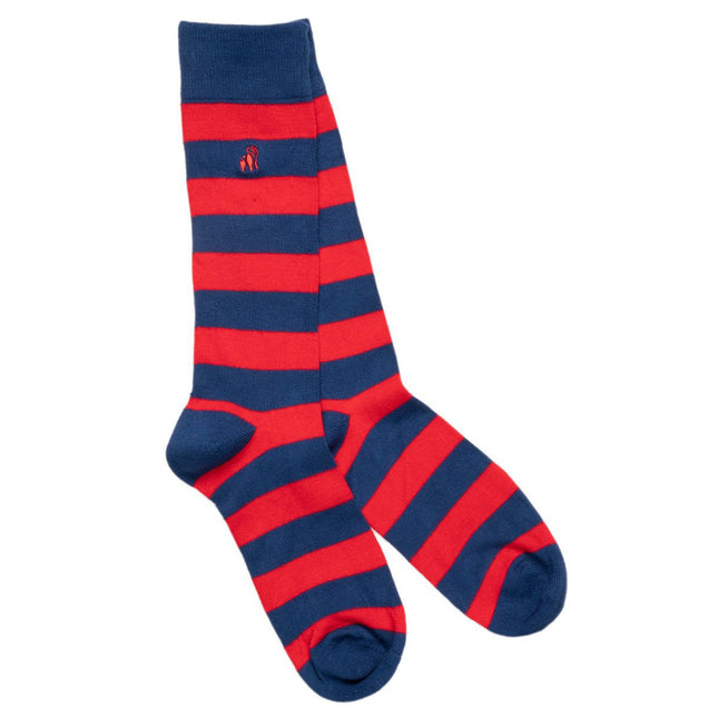 Gifts for Him - Classic Red Striped Bamboo Socks