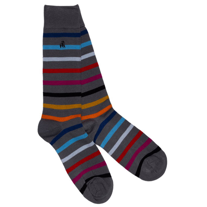 Grey Small Striped Bamboo Socks