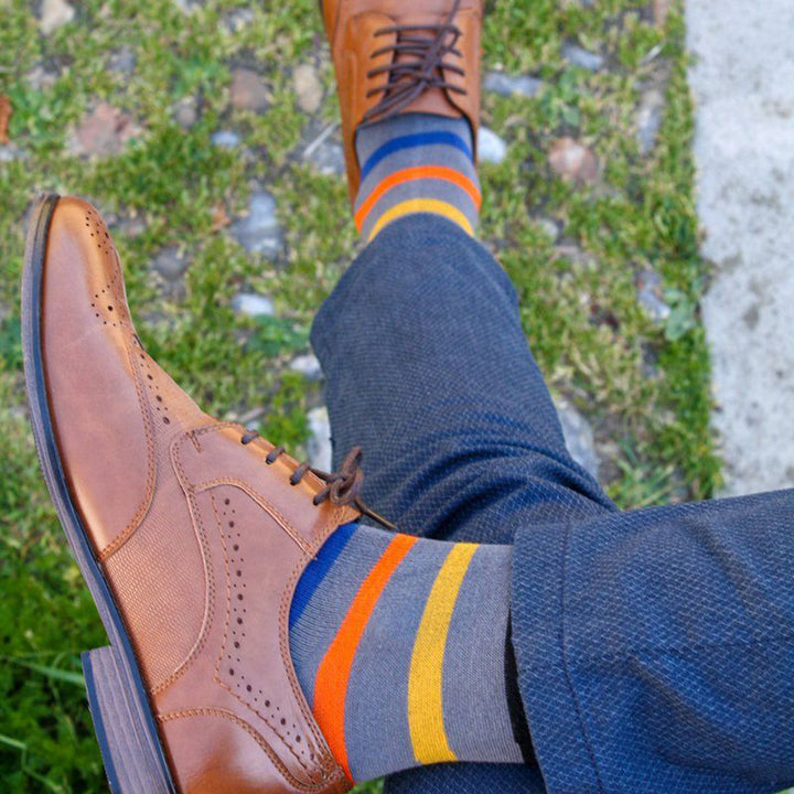 Grey Small Striped Bamboo Socks