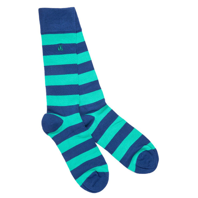 Gifts for Him - Lime Green Striped Bamboo Socks