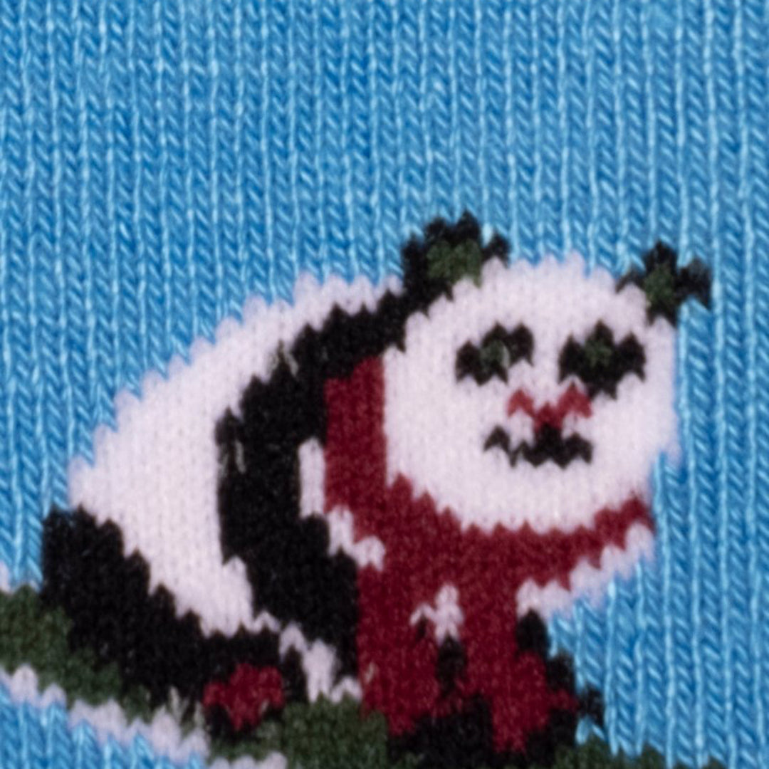 Blue Skiing Panda Bamboo Socks