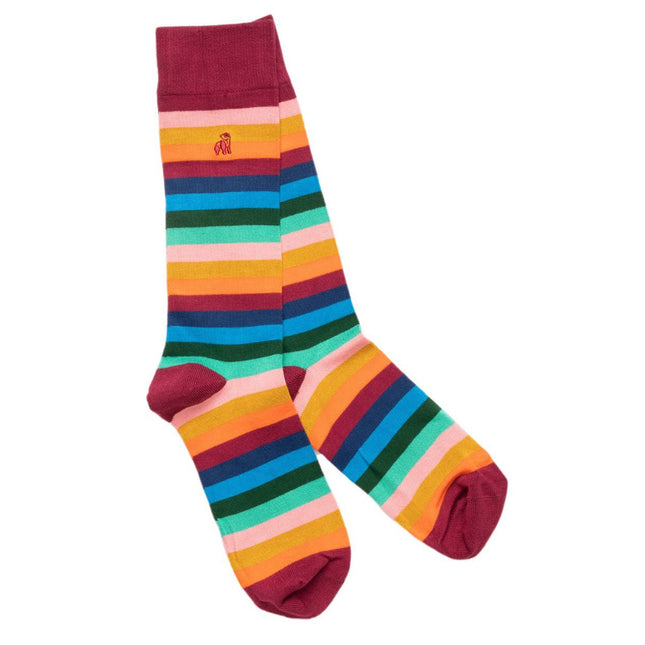 Extra Large Bamboo Socks - Multi Fine Striped Bamboo Socks