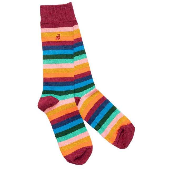 Womens Bamboo Socks - Multi Fine Striped Bamboo Socks