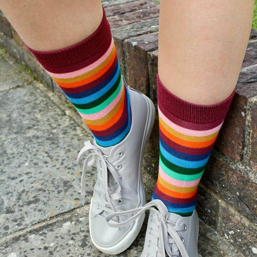 Multi Fine Striped Bamboo Socks