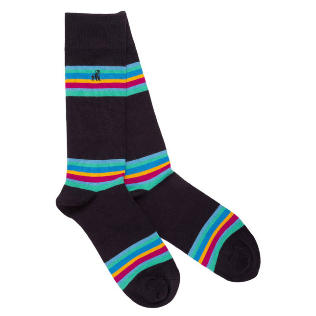 Gifts for Him - Navy Bold Striped Bamboo Socks