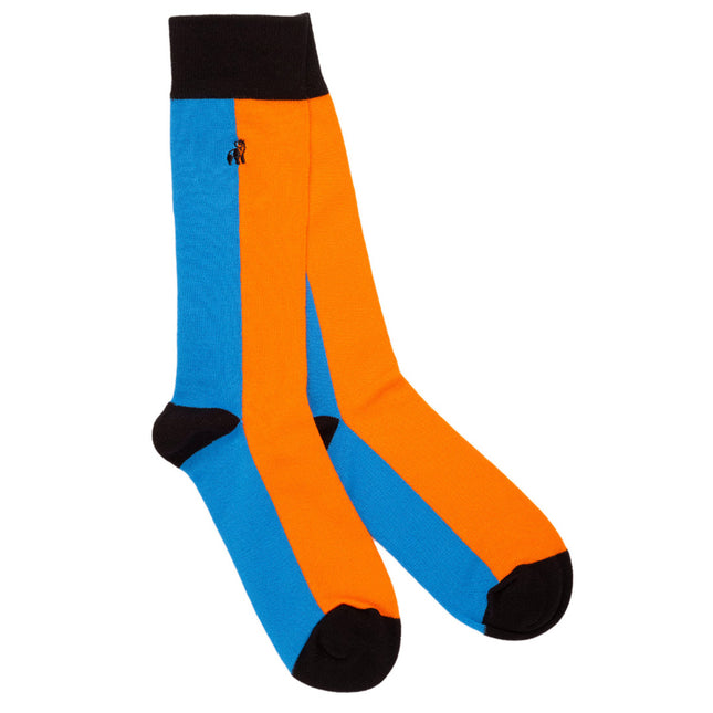 New Bamboo Sock Collection - Orange & Blue Vertical Striped Bamboo Socks