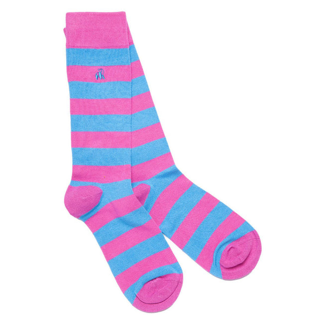 Swole Panda Gift Guide - Pink and Blue Striped Bamboo Socks