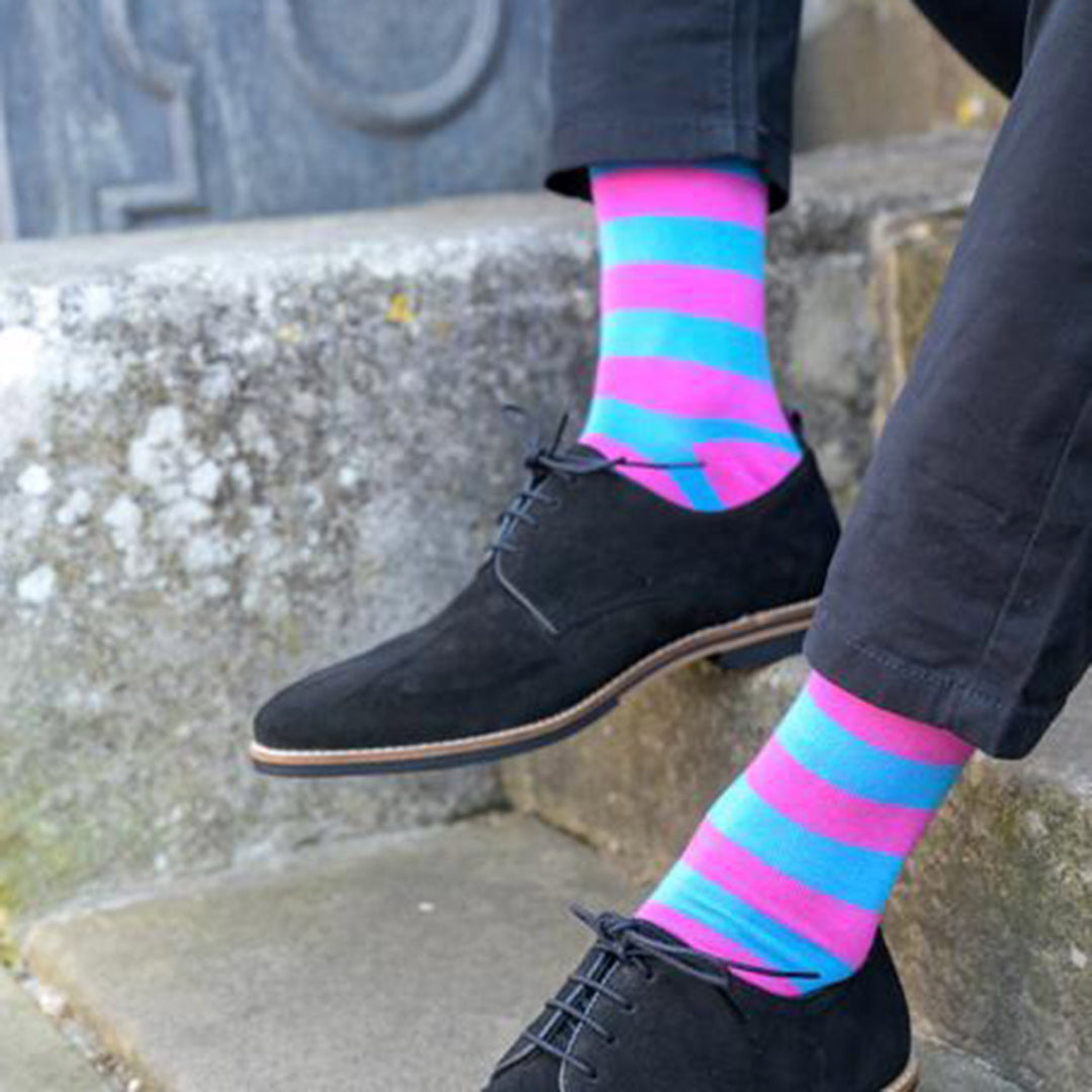 Pink and Blue Striped Bamboo Socks