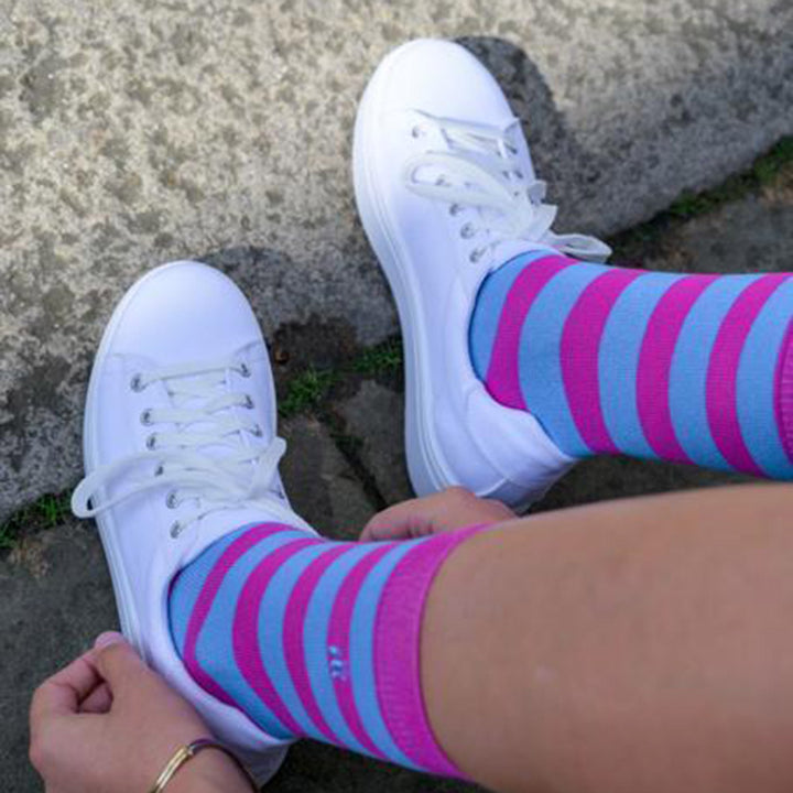 Pink and Blue Striped Bamboo Socks