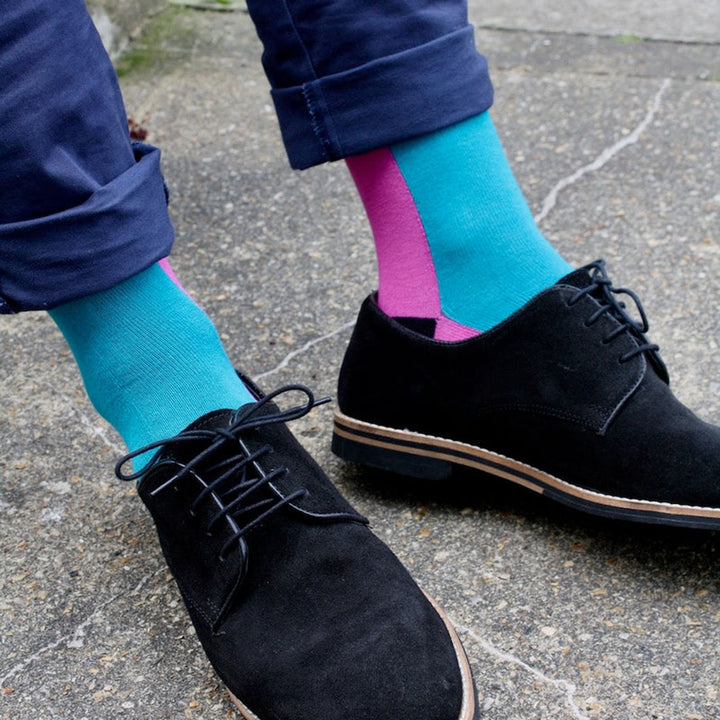 Pink & Aqua Vertical Striped Bamboo Socks