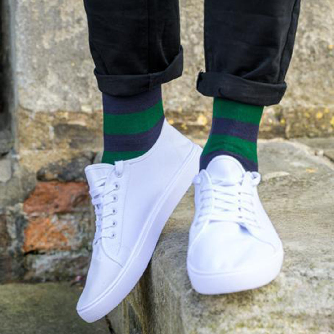 Racing Green Striped Bamboo Socks