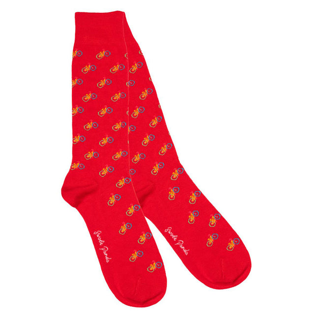 Funky Mens Socks - Red Bicycle Bamboo Socks