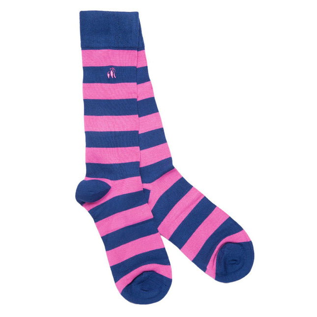 Gifts for Him - Rich Pink Striped Bamboo Socks