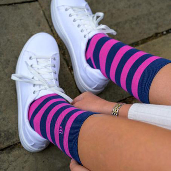 Rich Pink Striped Bamboo Socks