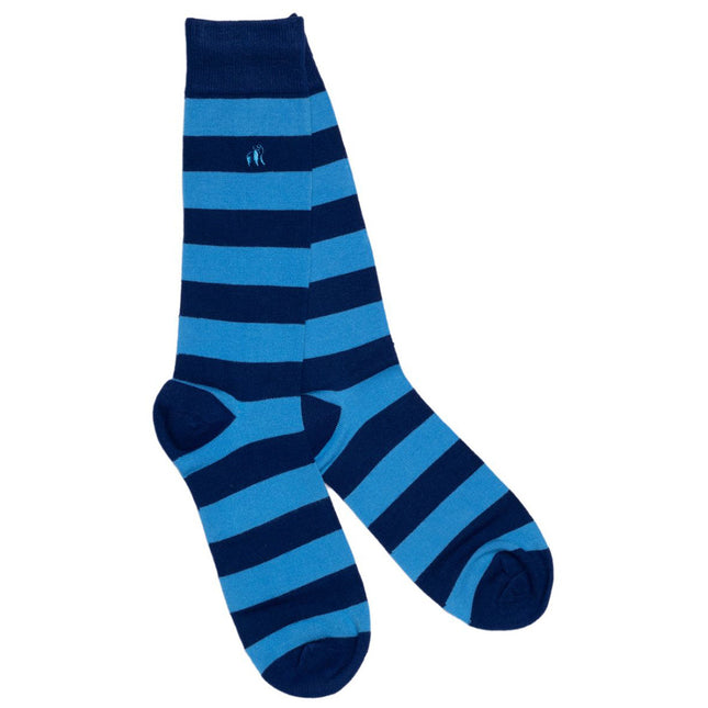 Gifts for Him - Sky Blue Striped Bamboo Socks