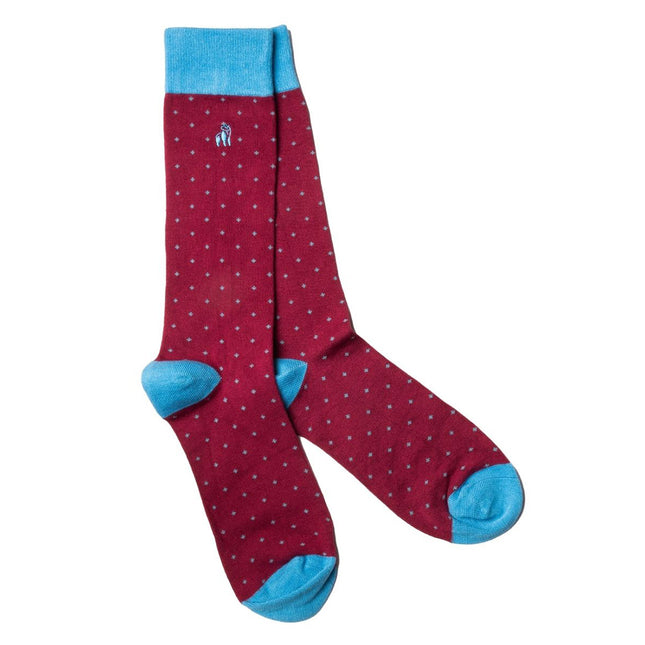 Mens Bamboo Socks - Spotted Burgundy Bamboo Socks