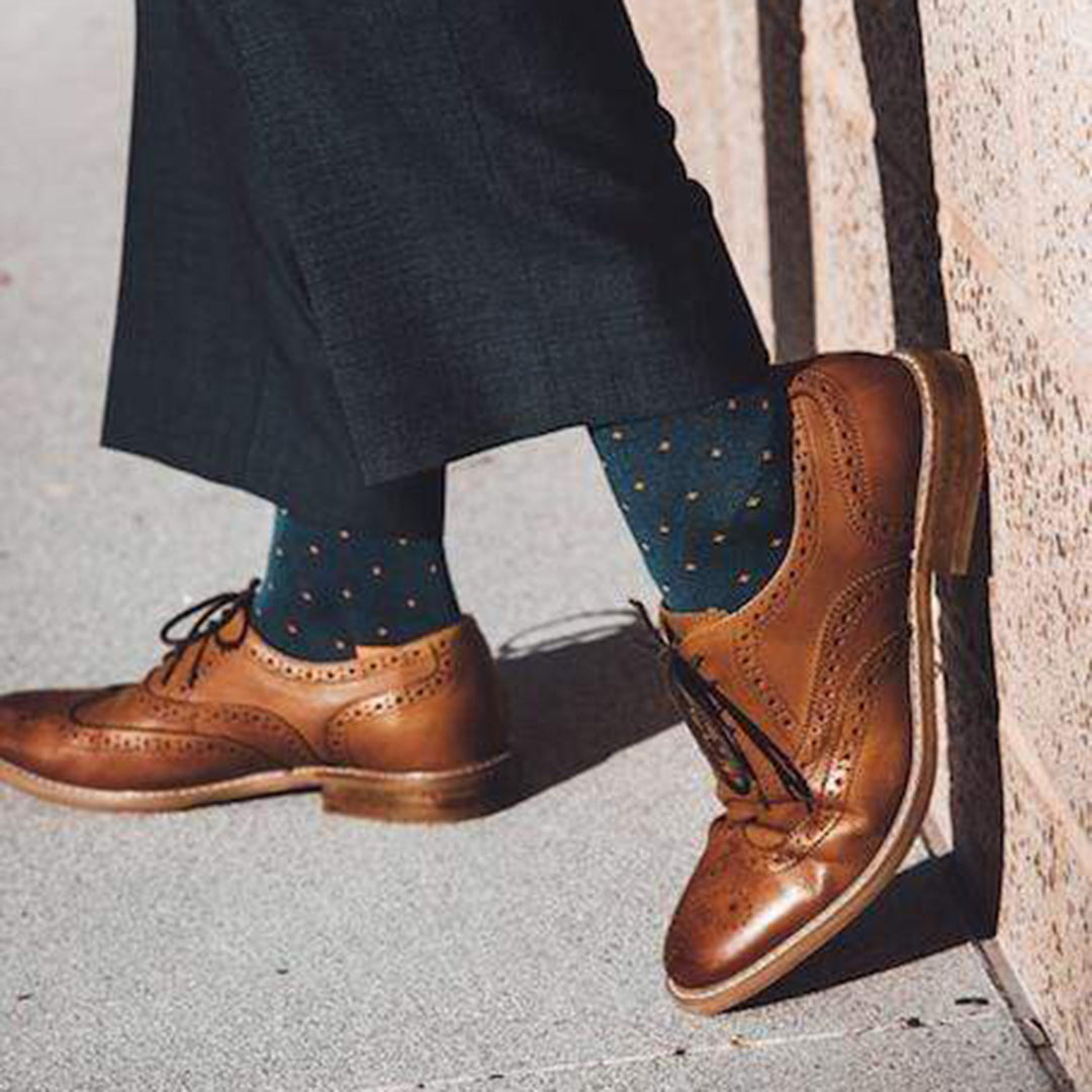 Spotted Orange Bamboo Socks (Comfort Cuff)