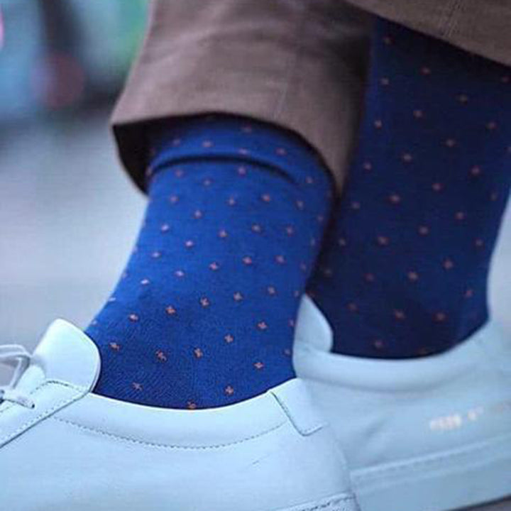 Spotted Orange Bamboo Socks (Comfort Cuff)