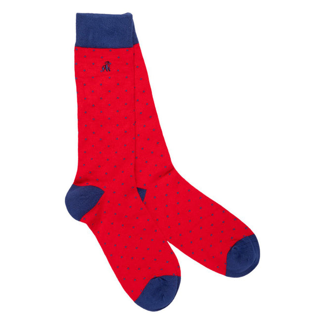 Gifts for Him - Spotted Red Bamboo Socks